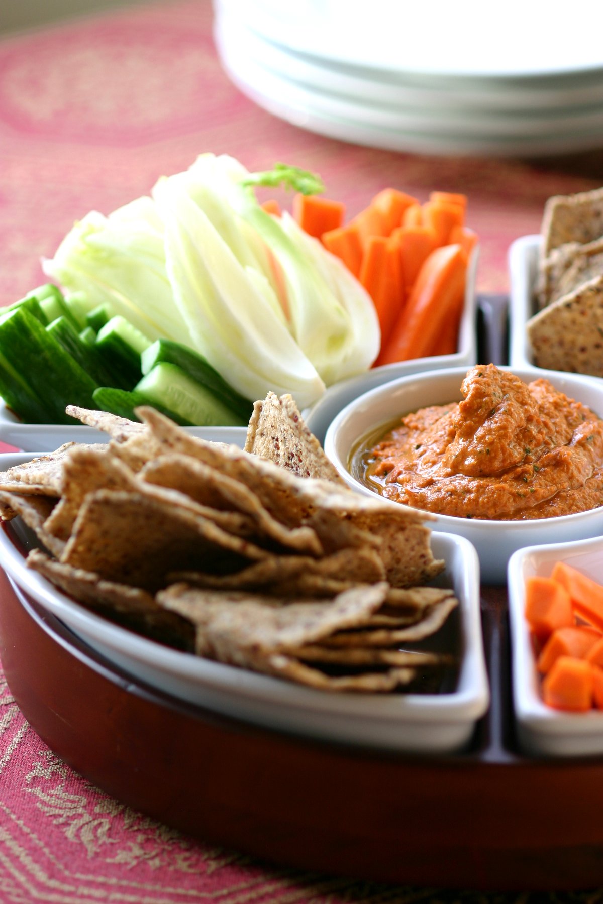 A classic recipe for Muhammara, a roasted red pepper spread with a spicy, sweet, tangy, garlicky, and smoky flavor.