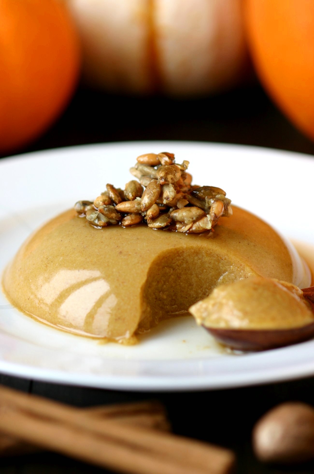 Silky and delicate, this recipe for Vegan Pumpkin Panna Cotta with Pumpkin Seed Brittle is a true showstopper.