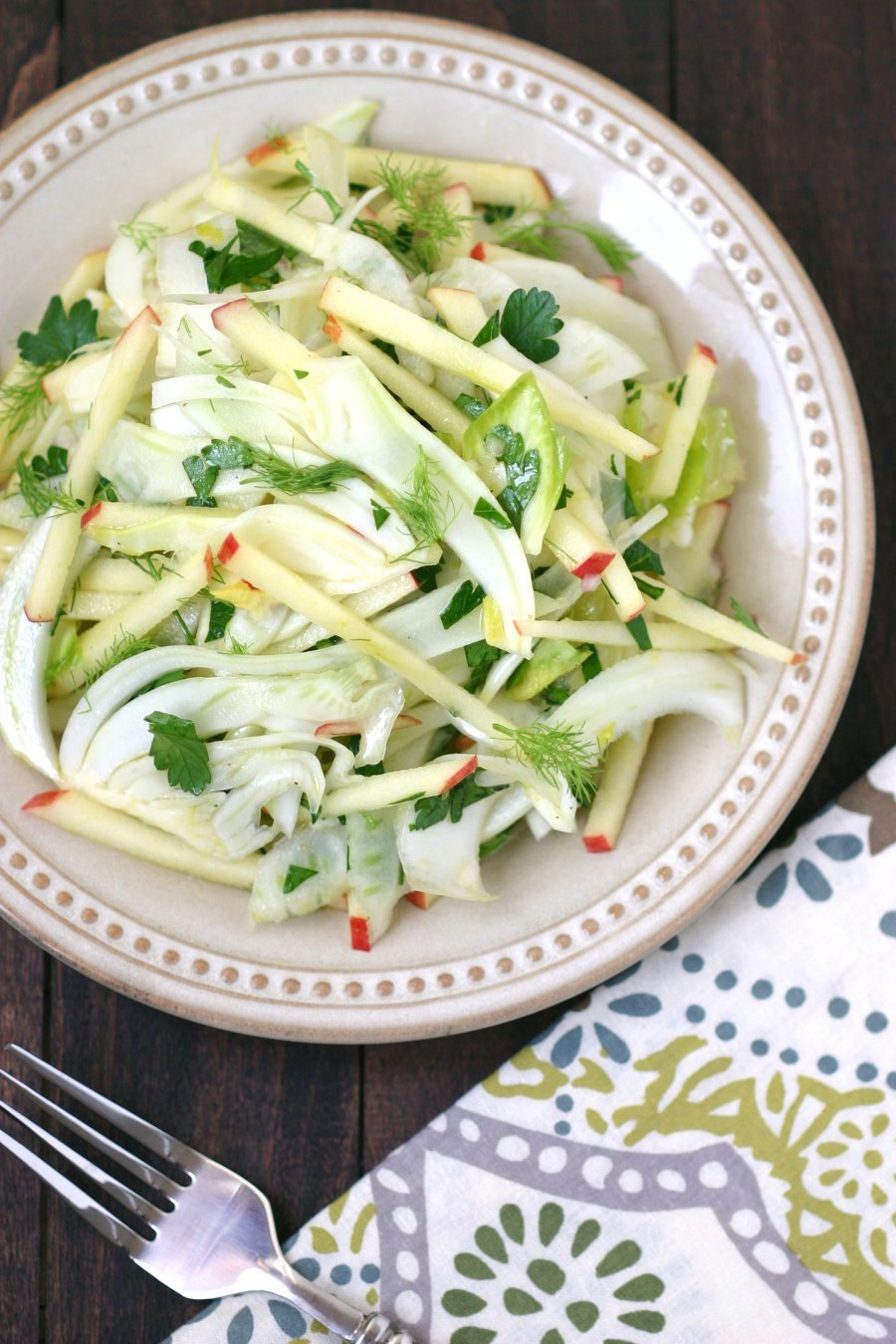 This light, crunchy, and refreshing recipe for Fennel Apple Salad with Endive combines fragrant fresh fennel with sweet-tart apples.