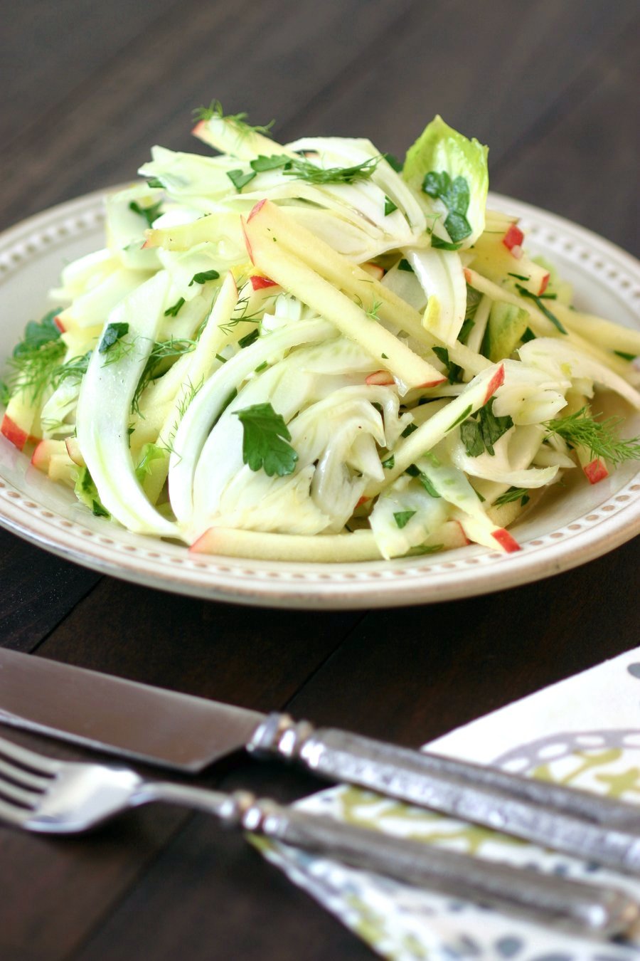 This light, crunchy, and refreshing recipe for Fennel Apple Salad with Endive combines fragrant fresh fennel with sweet-tart apples.