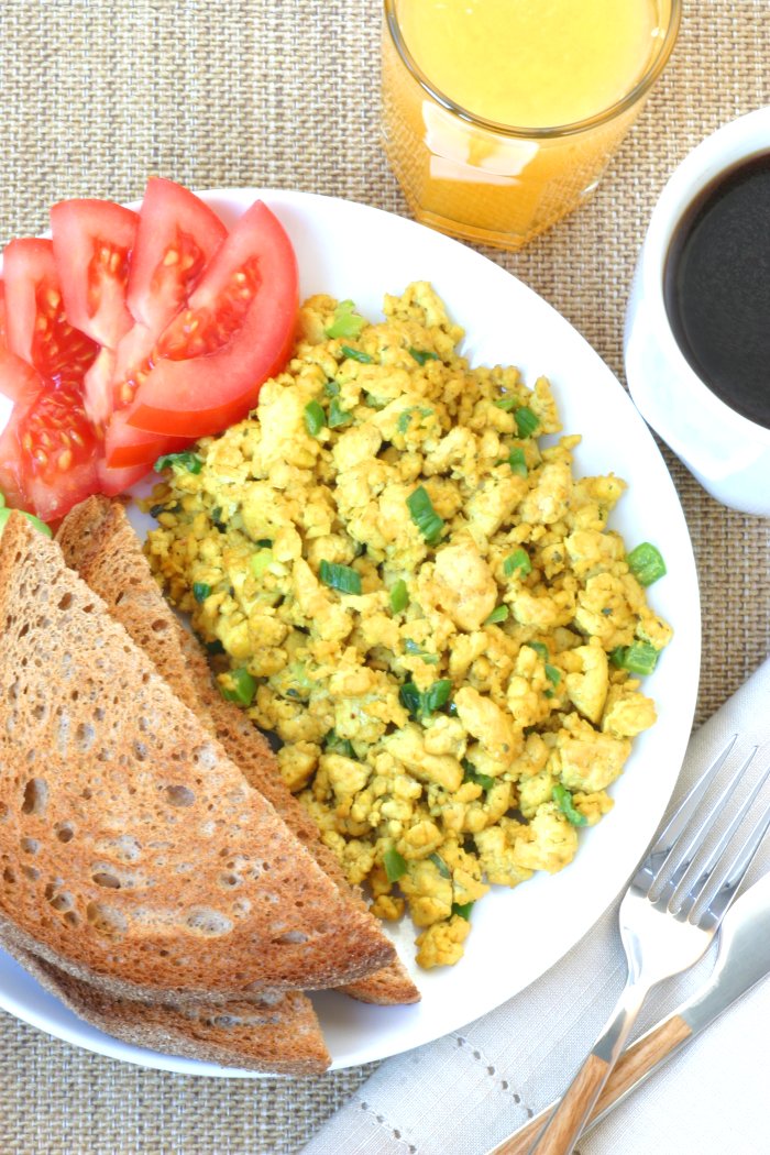 This flavorful Basic Tofu Scramble is simply delicious and can be endlessly adapted to your liking with different veggies, herbs, and spices.