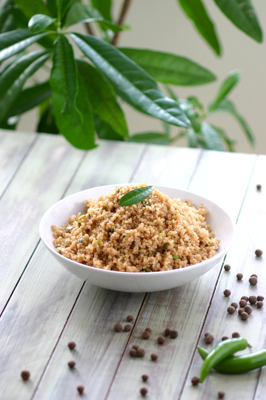 This Jamaican Jerk Quinoa combines chiles, allspice, nutmeg, cloves, and ginger for that spicy Jamaican taste. Great for making quinoa bowls, too!