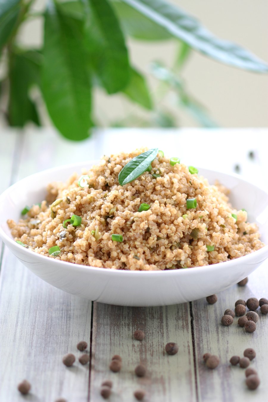 This Jamaican Jerk Quinoa combines chiles, allspice, nutmeg, cloves, and ginger for that spicy Jamaican taste. Great for making quinoa bowls, too!