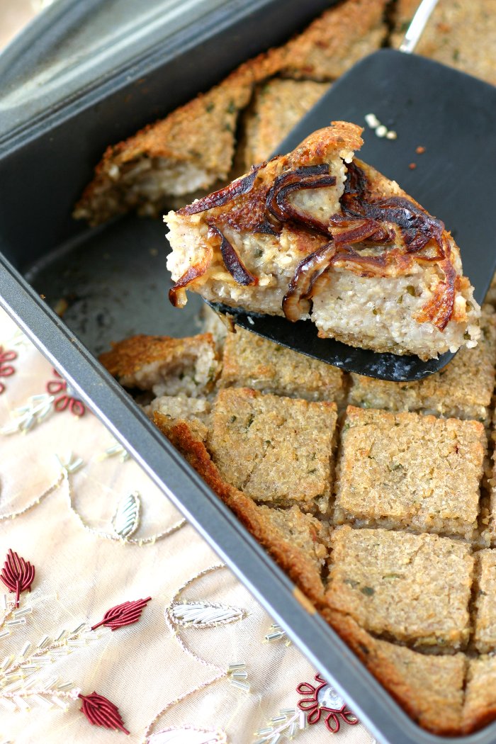 Spices and caramelized onions flavor this easy recipe for Baked Potato Kibbeh, a savory Middle Eastern entrée you'll want to make again and again.