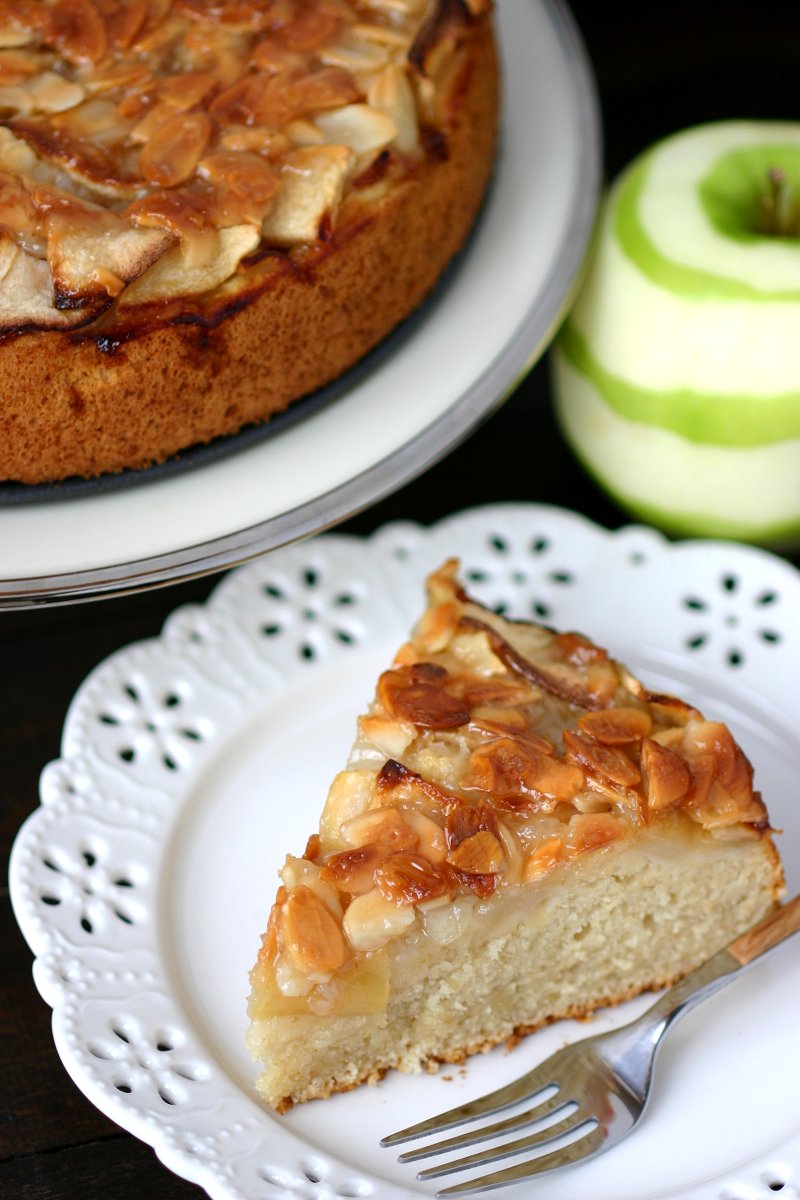 A vegan version of the classic German Apple Cake, featuring a layer of moist cake topped with tart apples and smothered with sweet, toasted almonds.