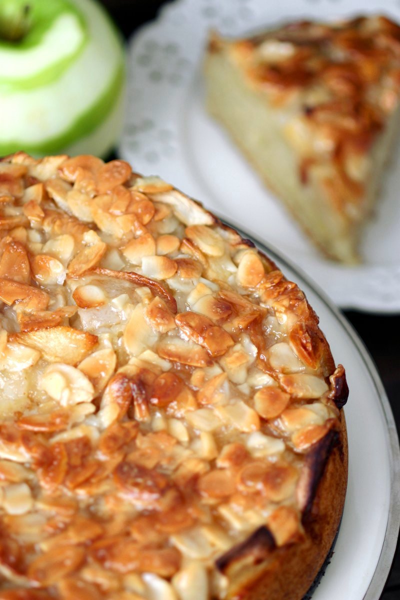 A vegan version of the classic German Apple Cake, featuring a layer of moist cake topped with tart apples and smothered with sweet, toasted almonds.