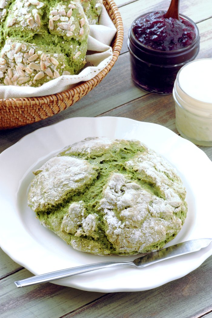 This recipe for Green Irish Soda Bread is vegan, has no added fat, and features a festive, natural green color. Perfect for St. Patrick's Day!