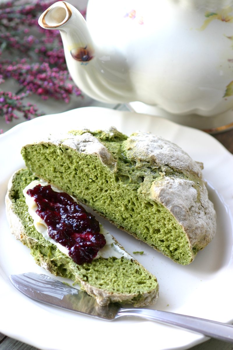This recipe for Green Irish Soda Bread is vegan, has no added fat, and features a festive, natural green color. Perfect for St. Patrick's Day!
