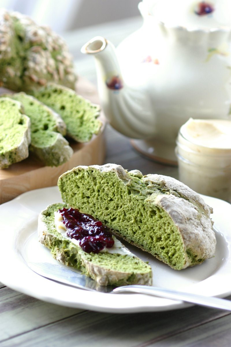 This recipe for Green Irish Soda Bread is vegan, has no added fat, and features a festive, natural green color. Perfect for St. Patrick's Day!