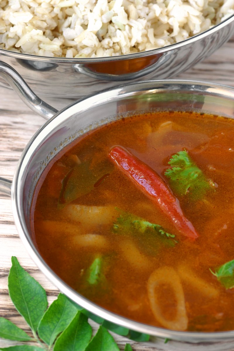 Hot, spicy, and tangy, Tomato Rasam is a quintessential South Indian dish featuring spices, chiles, and tamarind. Serve it as a soup or with rice.