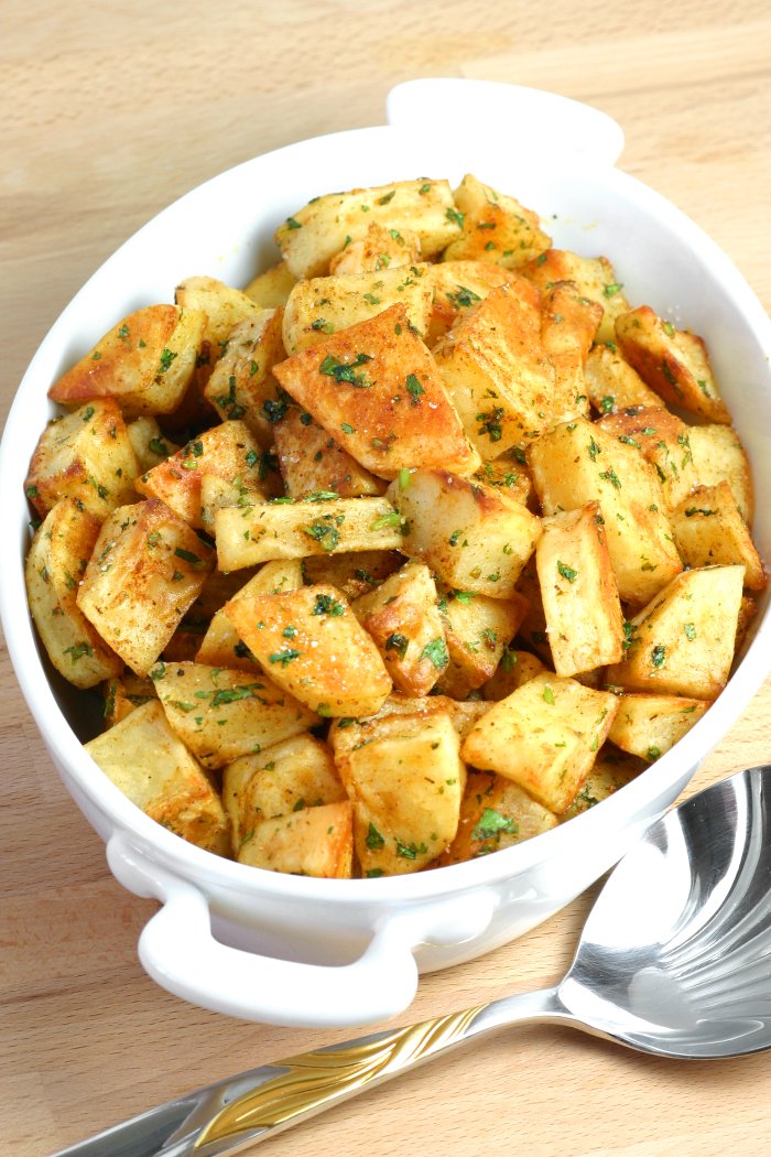 An easy to make recipe for Spicy Lebanese-Style Potatoes (Batata Harra). These spiced potatoes are a flavorful appetizer, side dish, or party snack.