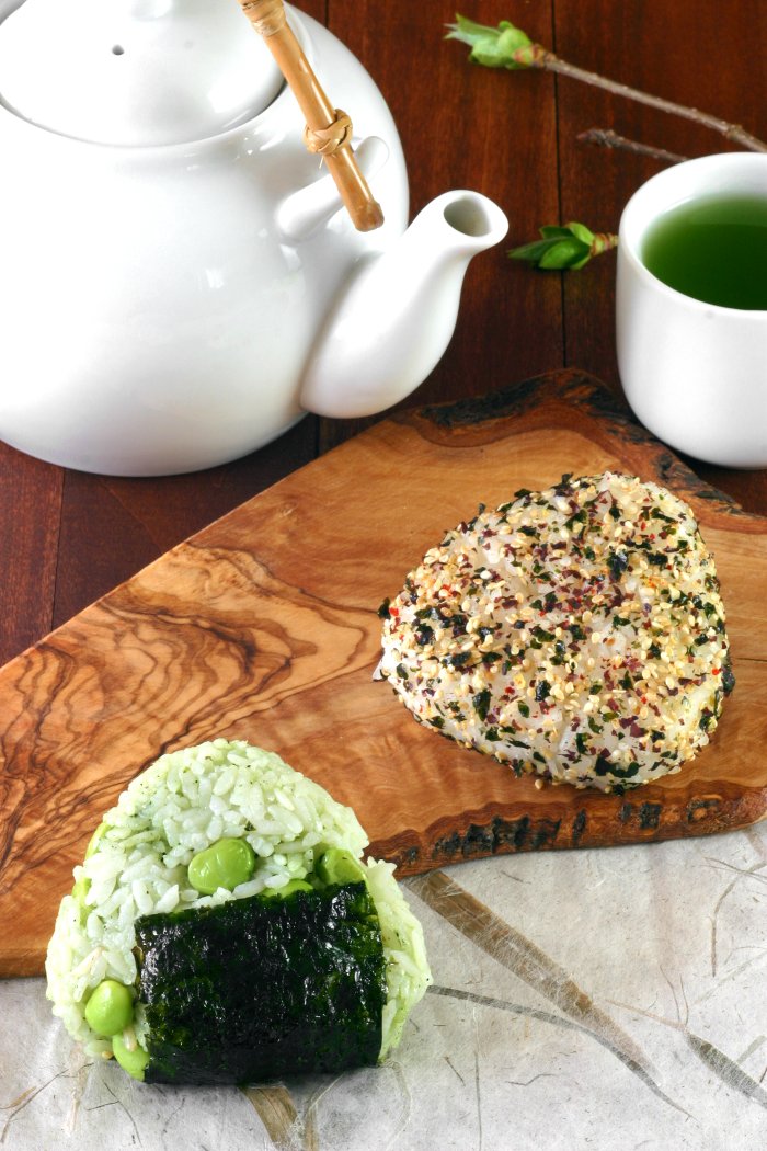 Vegan Onigiri, Six Ways -- These whimsical Japanese rice triangles can be flavored with a multitude of ingredients and make a great packed lunch or bring-along for a springtime picnic.