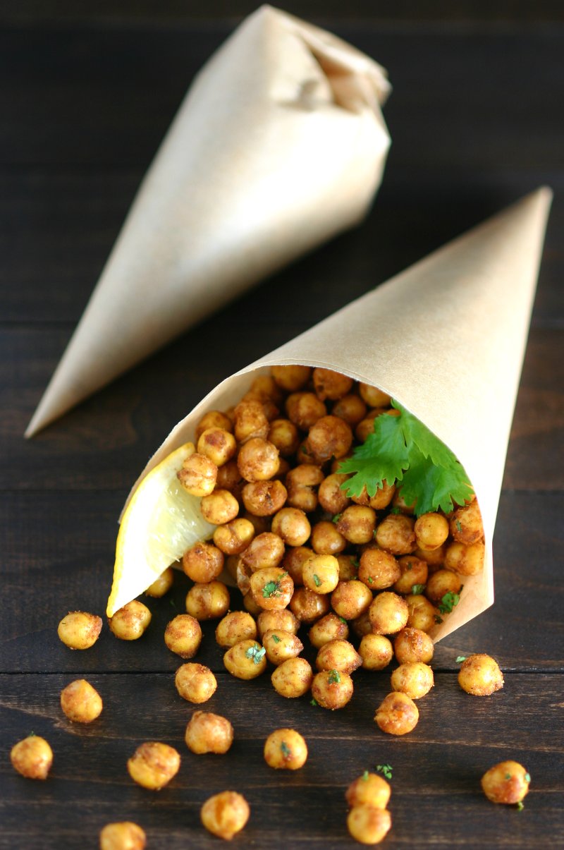 The perfect high protein snack, Falafel-Spiced Roasted Chickpeas are crunchy, spicy, and feature all the flavor of falafel with very little effort.