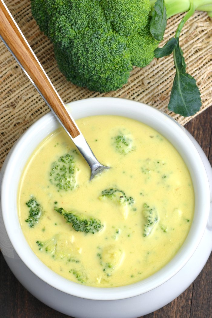 A Vegan Broccoli and Cheese Soup whose cheese-less cheesiness you'll love. Get it while it's hot!