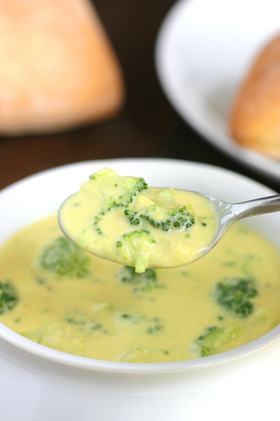 A Vegan Broccoli and Cheese Soup whose cheese-less cheesiness you'll love. Get it while it's hot!