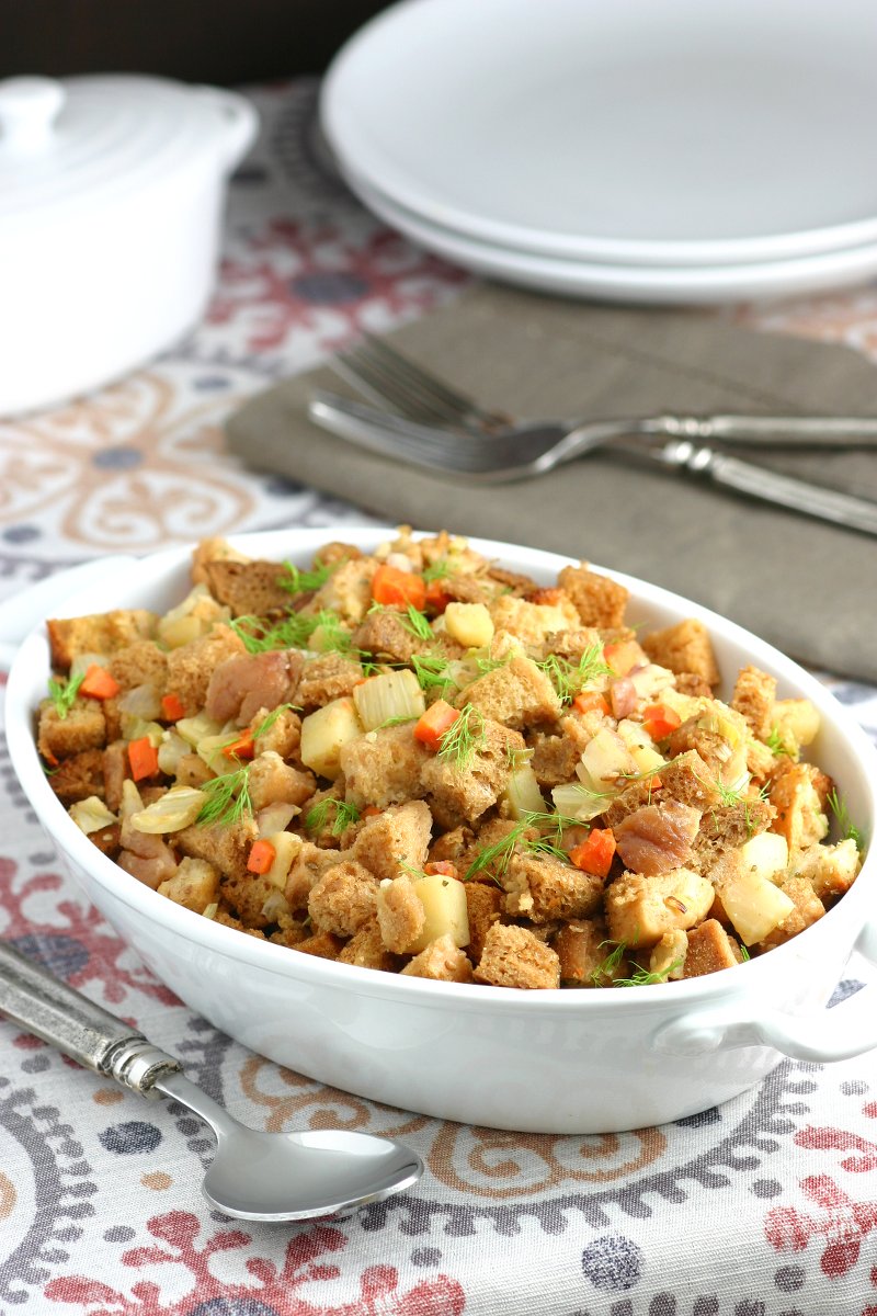 A must for any Thanksgiving table, stuffing is always a crowd-pleasing side dish. My Fennel, Apple, and Chestnut Stuffing does not disappoint!