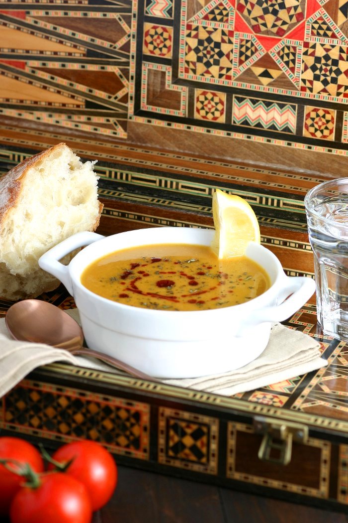 Smooth, spicy, and nutritious, Turkish Red Lentil Soup is simple to make and is best served with a squeeze of lemon and drizzle of paprika-infused oil.