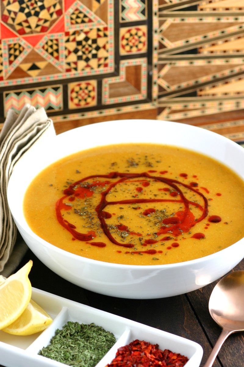 Smooth, spicy, and nutritious, Turkish Red Lentil Soup is simple to make and is best served with a squeeze of lemon and drizzle of paprika-infused oil.