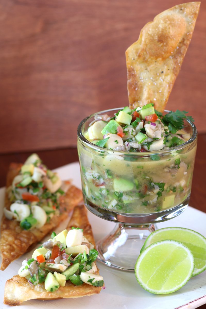 A fish-free version of a favorite dish throughout Latin America, this vegan Mushroom Ceviche uses two varieties of mushrooms for meaty texture and complex taste.