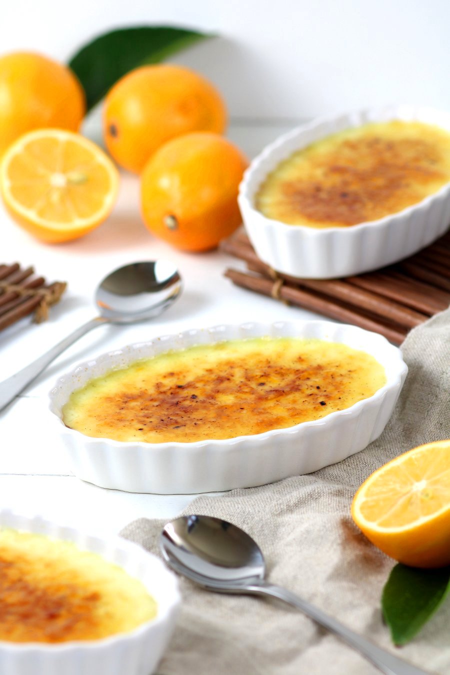 Use your spoon to shatter the caramel crackle topping of this Vegan Meyer Lemon Crème Brûlée and reveal the custardy and lemony dessert underneath!