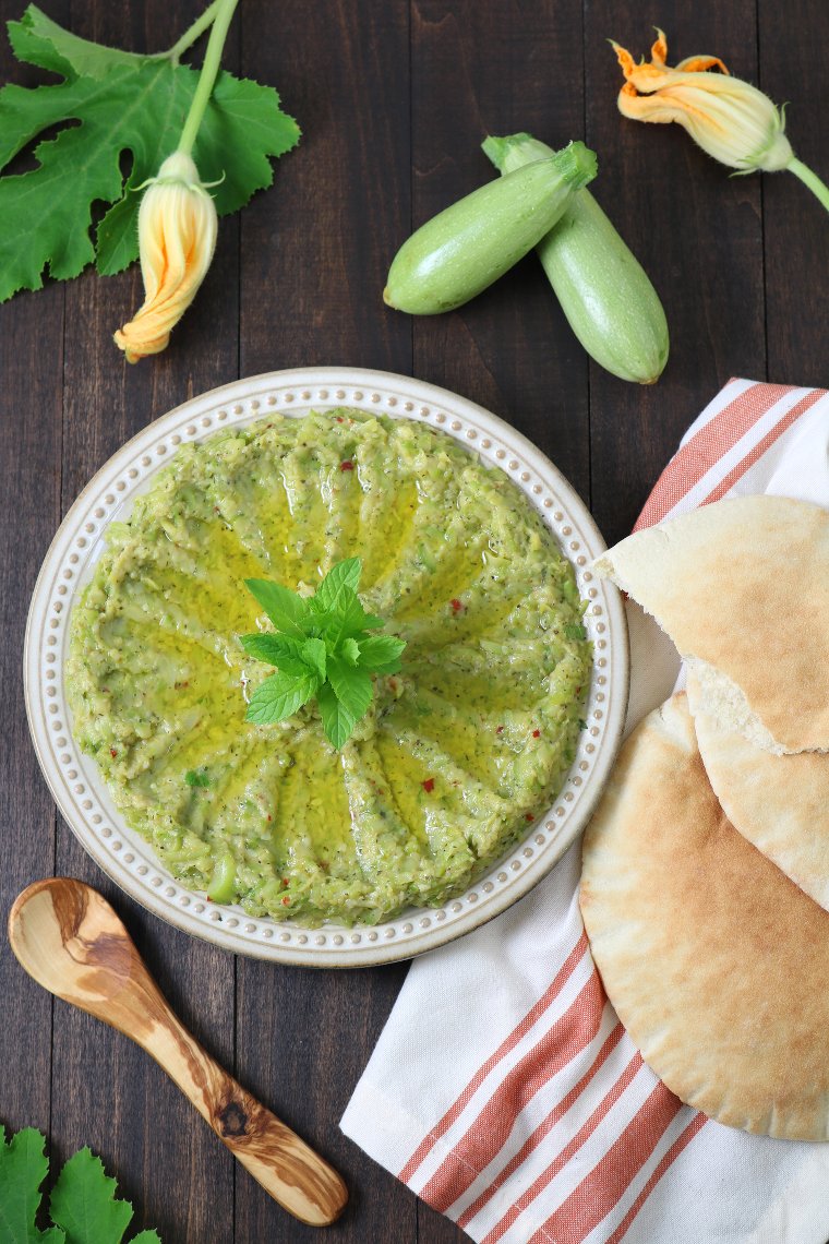 Quick and easy recipe for Zucchini and Mint Spread that needs only five ingredients. Great, delicious way to use up those summer zucchinis and squashes!