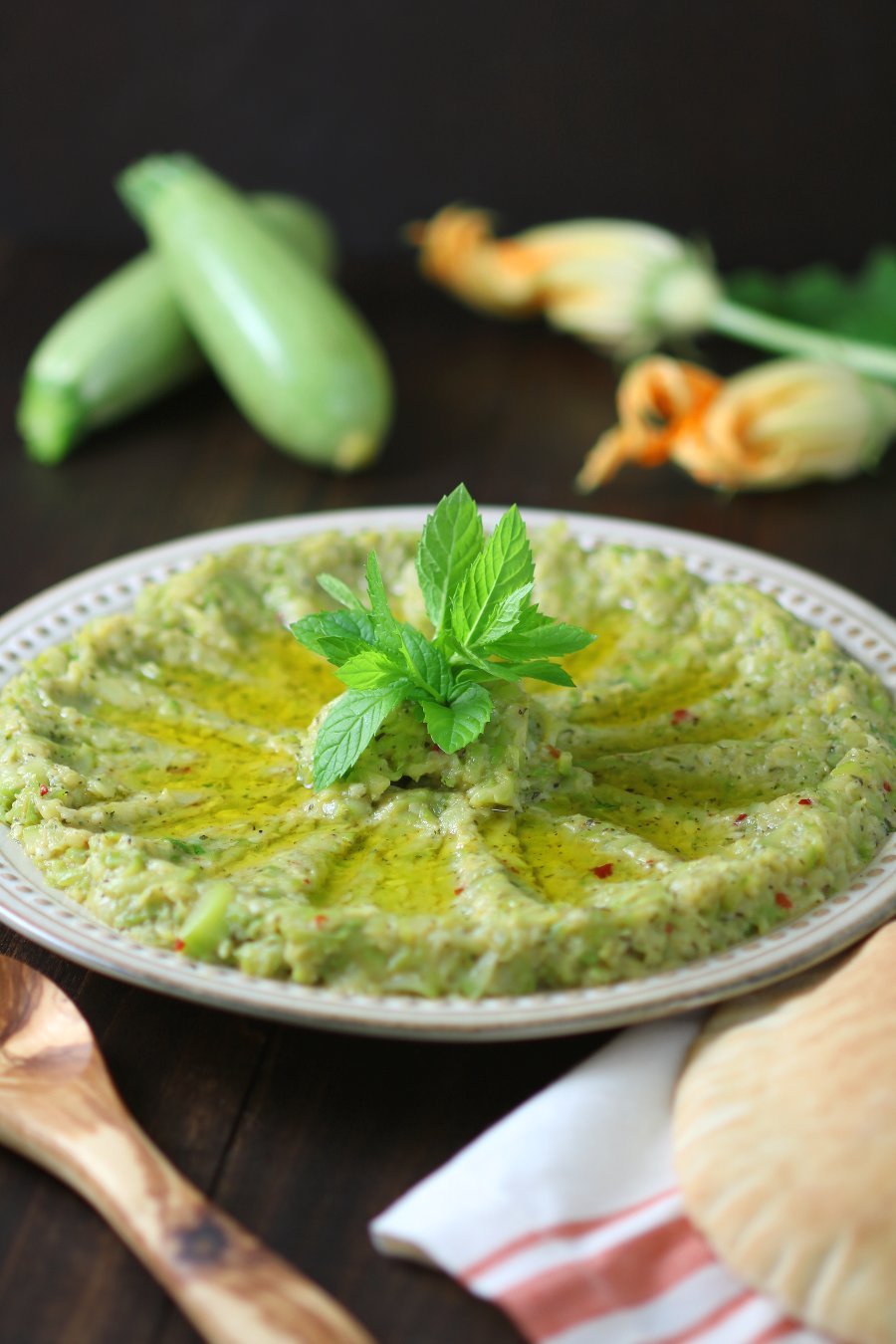 Quick and easy recipe for Zucchini and Mint Spread that needs only five ingredients. Great, delicious way to use up those summer zucchinis and squashes!