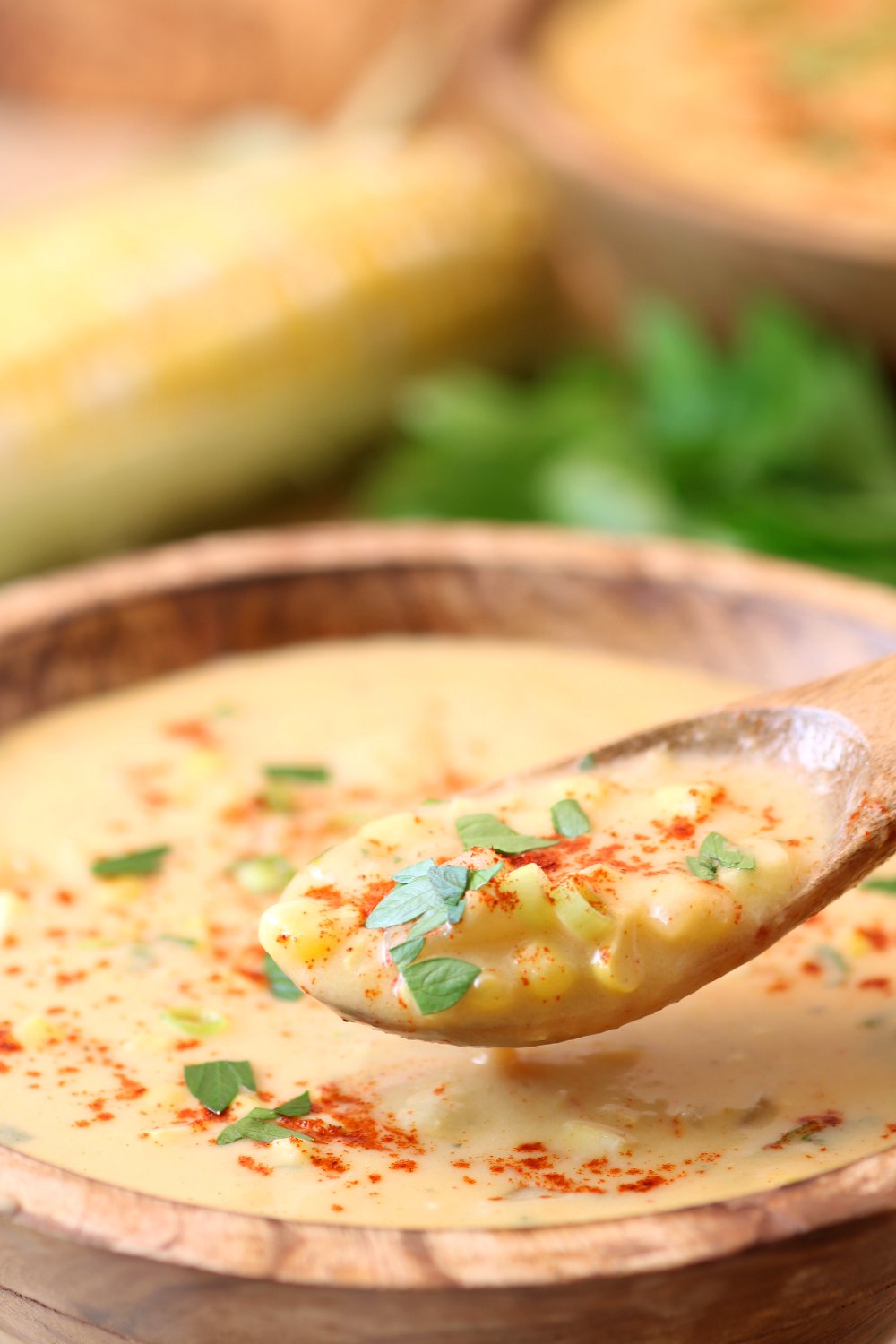 Thick and rich Creamy Vegan Corn Chowder is a delicious way to showcase the natural sweetness and creaminess of summer corn!