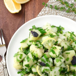 This Lemony Potato Salad is a change from the ordinary. It's tangy and herbaceous and, thanks to the olives and capers, has little pops of flavor throughout.