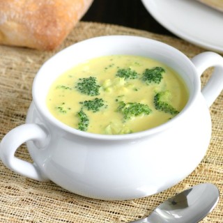 A Vegan Broccoli and Cheese Soup whose cheese-less cheesiness you'll love. Get it while it's hot!