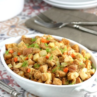 A must for any Thanksgiving table, stuffing is always a crowd-pleasing side dish. My Fennel, Apple, and Chestnut Stuffing does not disappoint!