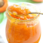 A simple, 3-ingredient recipe for homemade Apricot Jam. Spoon onto vegan yogurt, use as a filling for cakes or other desserts, or serve as is on the breakfast table!